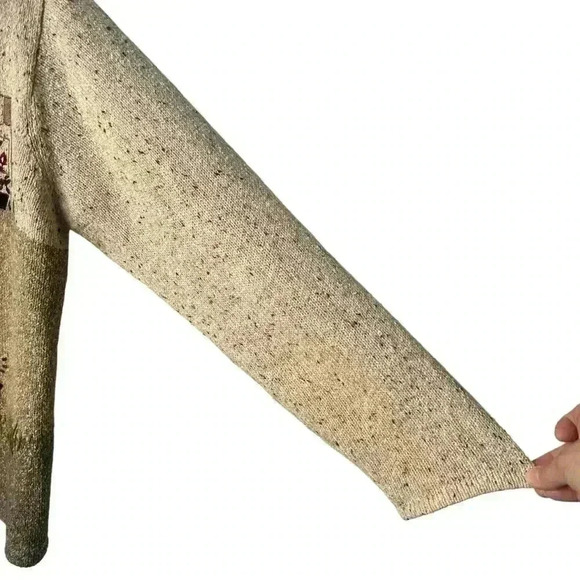 TANJAY Grannycore Cardigan Embroidered Lady Walking Dog Size Petite Medium - Picture 7 of 9